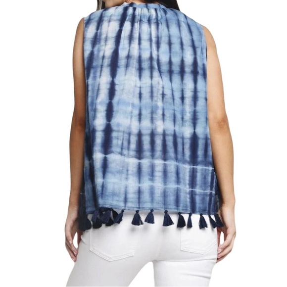 ROBERTA ROLLER RABBIT Indigo Idryss Malini Top Tie-Dye Sleeveless Top Tassels Sm - Picture 9 of 9